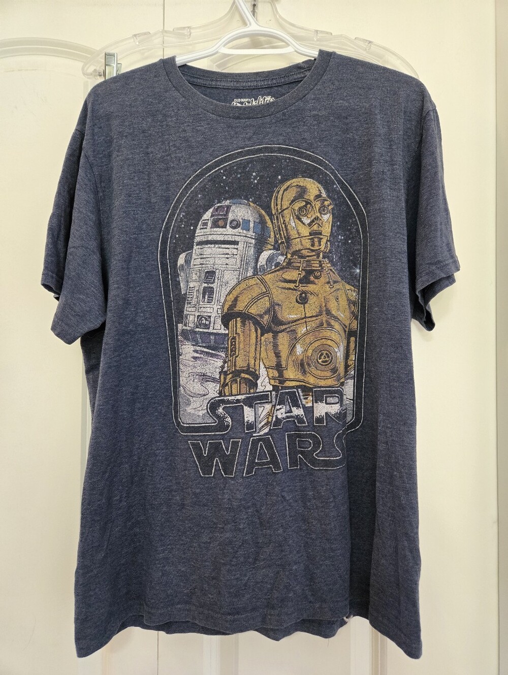 Old Navy Men's Star Wars Navy Short Sleeve Tee with C-3PO & R2-D2 Graphic